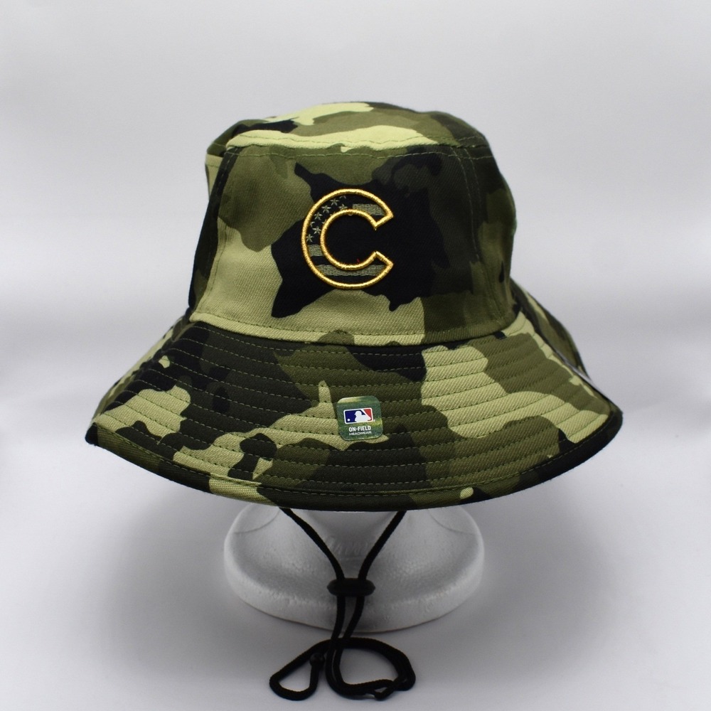 New Era Chicago Cubs MLB 2022 Armed Forces Day Bucket Hat Green Camo OSFM NWT